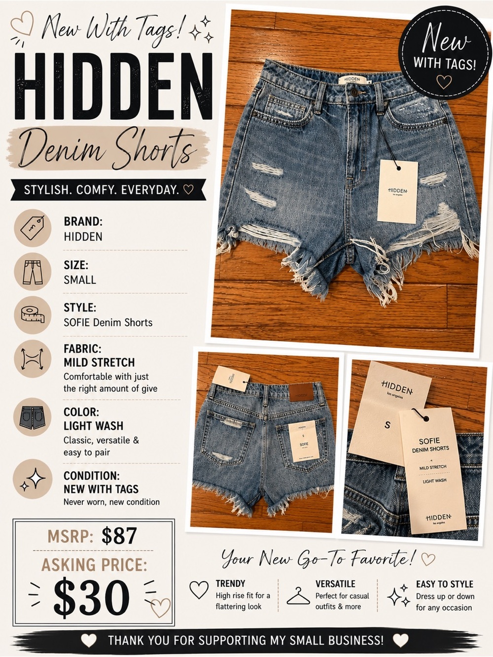 Hidden Sofie Light Wash Distressed Denim Shorts - Light Wash